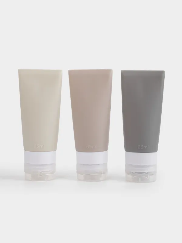 Набор флаконов для путешествий, 3 шт, тюбики, в косметичке, силикон, Travel color, image-0