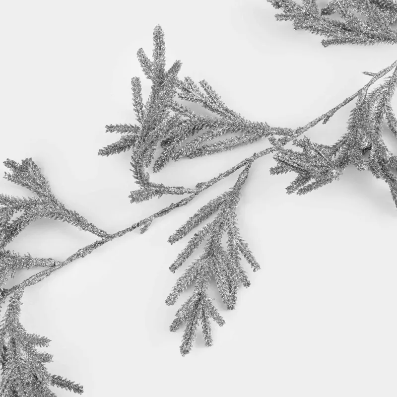 Ветка-гирлянда декоративная, 2 м, с подсветкой, пластик, серебристая, Хвоя, Sparkle decor, image-2