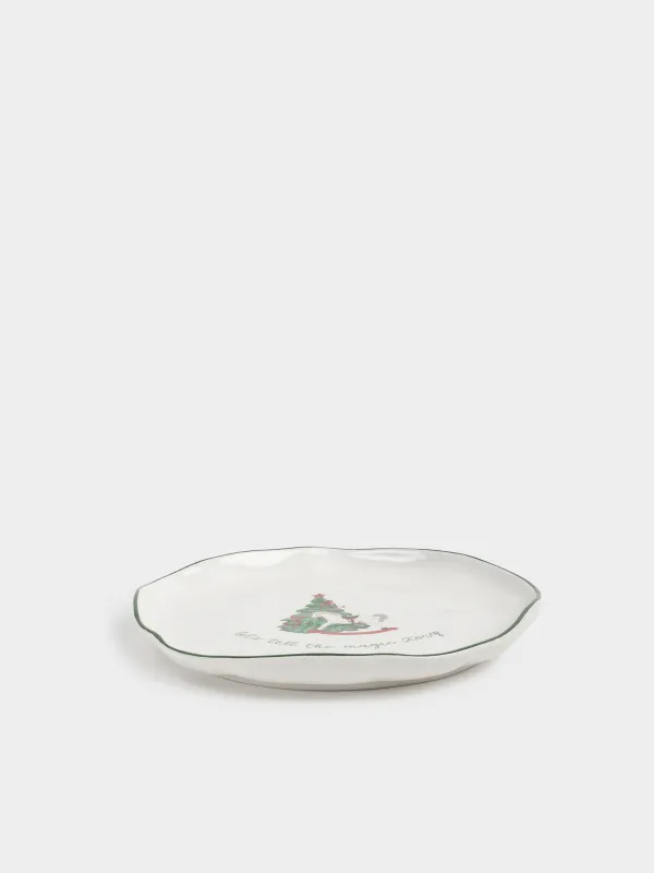Тарелка обеденная, 26 см, Лошадка с елкой, Christmas green, image-2