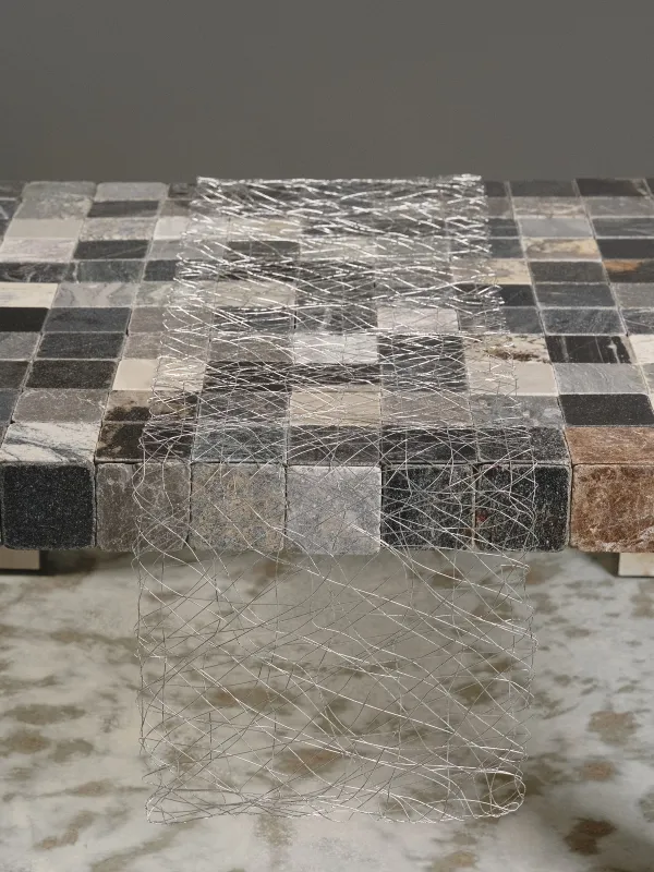 Дорожка настольная, 40х160 см, целлюлоза/ПЭТ, серебристая, Паутинка, Azhur Grid, image-0