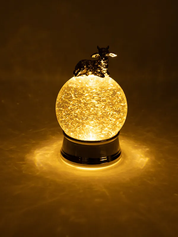 Снежный фонарь, 20 см, с подсветкой, Овечка на шаре, Champagne style, image-4