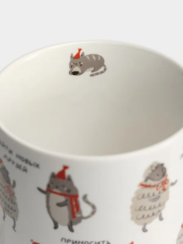 Кружка, 430 мл, Коты и овечки, Christmas cat, image-4