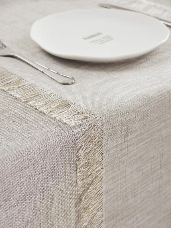 Дорожка настольная, 40х160 см, с бахромой, полиэстер, серый меланж, Beverin, image-4