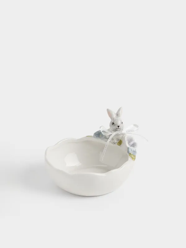 Пиала, 15х10 см, 300 мл, керамика D, молочная, Кролик с цветами, Easter, image-2