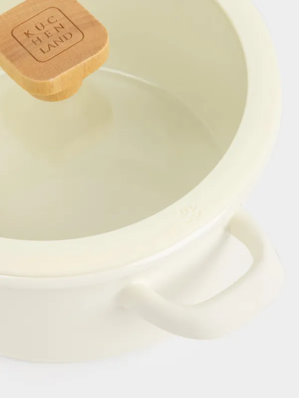 Кастрюля, 20 см, с крышкой, Enamel wood, image-4