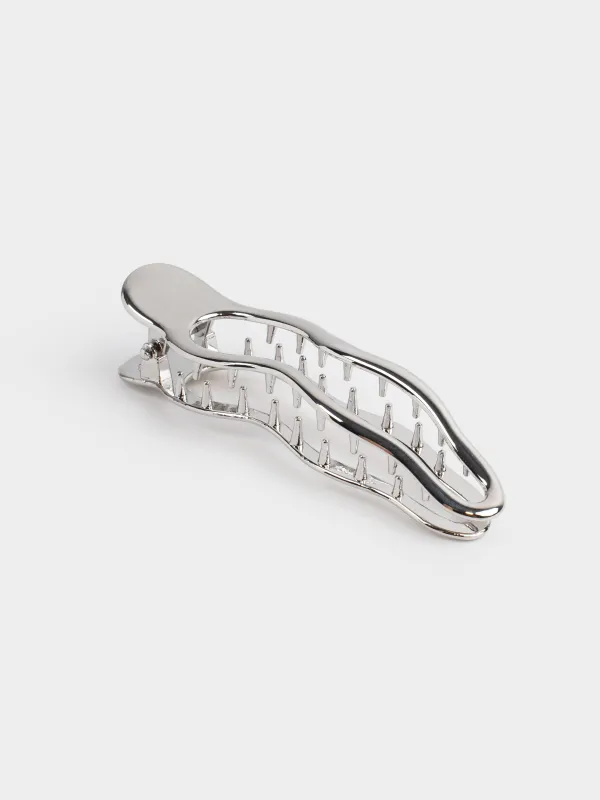 Заколка для волос, 10 см, металл, серебристая, Hair silver, image-3