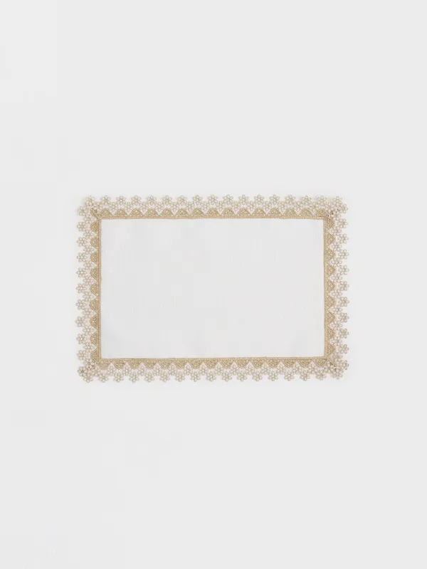 Салфетка под приборы, 30х45 см, Flower lace gold, image-0