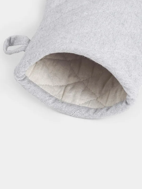 Прихватка-варежка, 17x33 см, хлопок, светло-серая, Полосы, Stripe kitchen, image-5