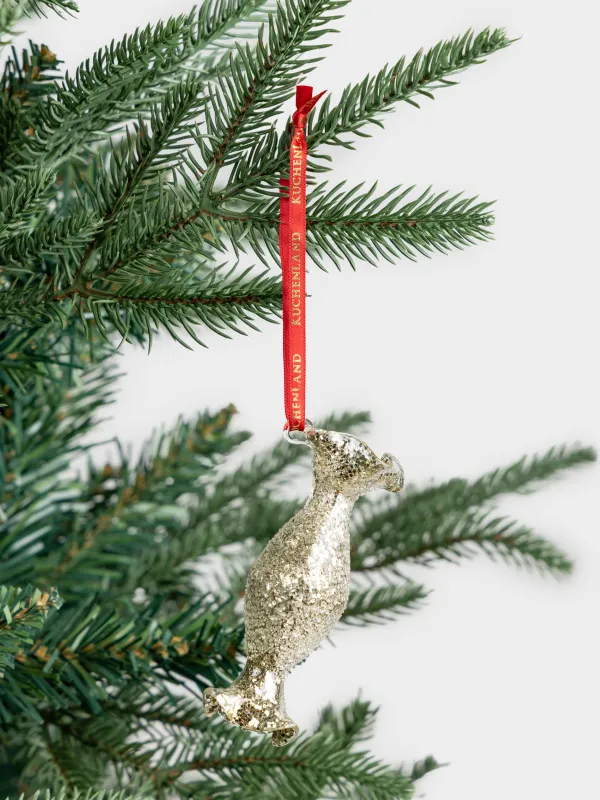 Игрушка елочная, 9 см, стекло, с блестками, шампань, Конфета, Figure sparkle, image-2