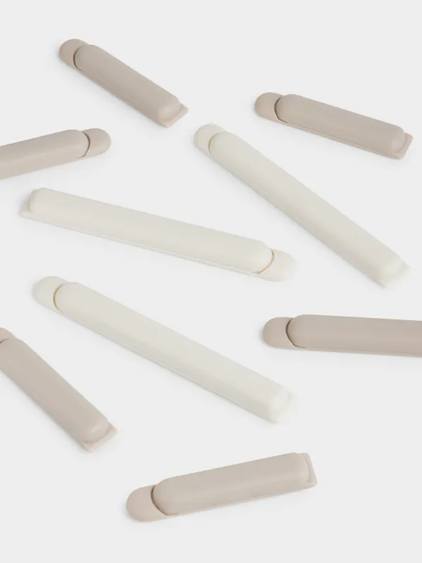 Набор зажимов для пакетов, 9 шт, пластик, молочные/бежево-коричневые, Soft kitchen, image-1