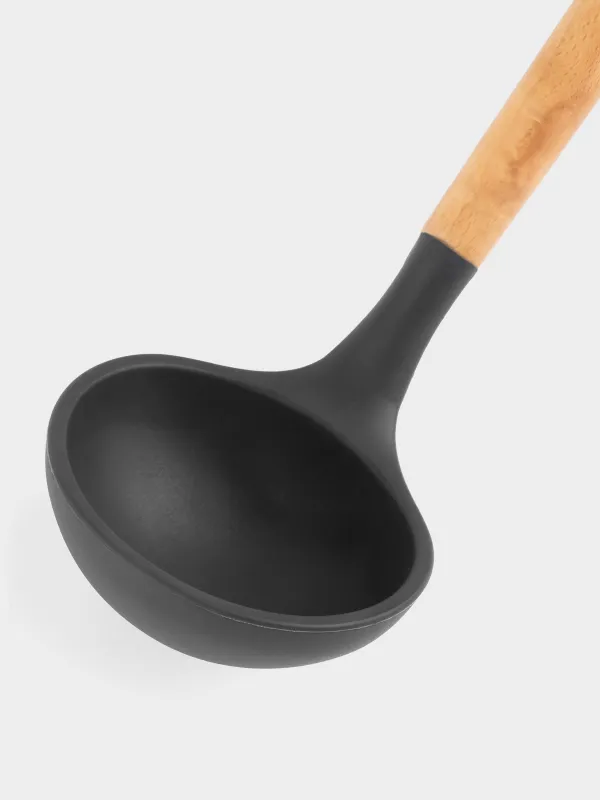 Половник, 30 см, силикон/дерево, серый, Weekend, image-2