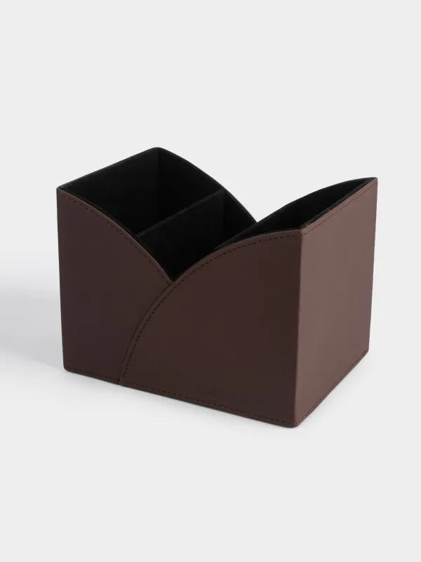 Корзина-органайзер для хранения, 18х14 см, 3 отд, полиуретан, коричневая, Premiere, image-2