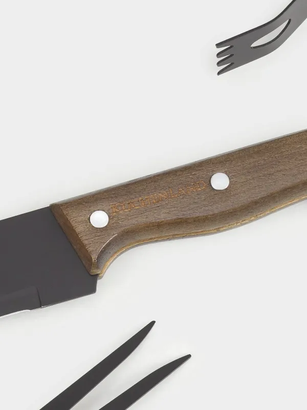 Набор для барбекю, 4 пр, в кожаном кейсе, сталь/дерево/экокожа, BBQ, image-3