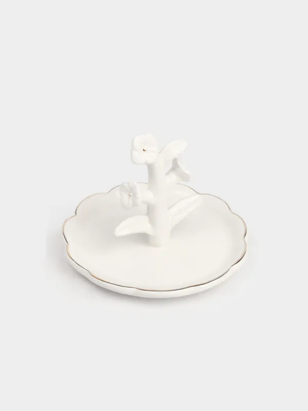 Держатель для украшений, 13х10 см, керамика D, молочно-золотистый, Цветы, Bloome, image-1