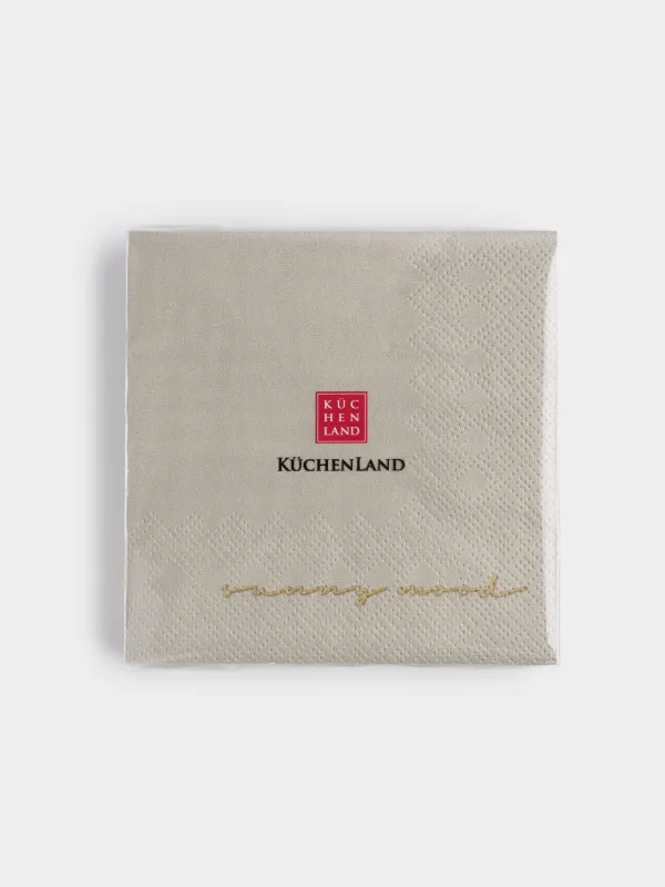 Салфетки бумажные, 21х21 см, 20 шт, квадратные, бежевые, Sunny mood, Scroll, image-3