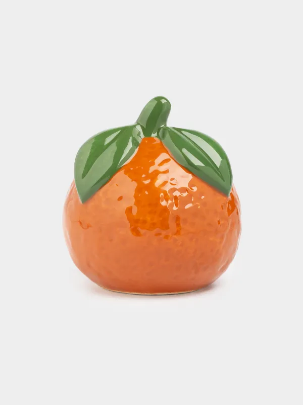 Емкость для соли или перца, 7 см, керамика, оранжевая, Мандарин с листьями, Fruits, image-0