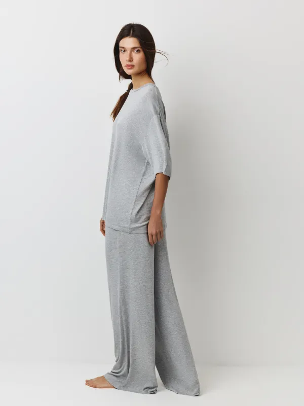 Брюки женские, домашние, р. S, вискоза/спандекс, серый меланж, Aidila, image-2