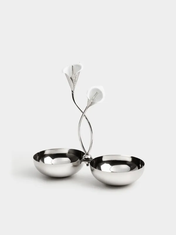 Подставка для закусок, 26х26 см, 2 отд, с ручкой, металл, Каллы, Fantastic flower, image-3