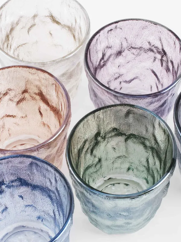 Стакан, 9 см, 300 мл, 6 шт, стекло Р, цветной микс, Мятый эффект, Crumple color, image-3