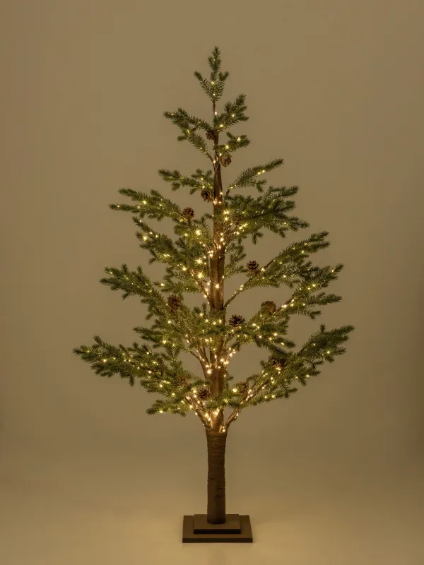 Дерево декоративное, 1,5 м, с подсветкой, с блестками, пластик, Елка с шишками, Conifer decor, image-5