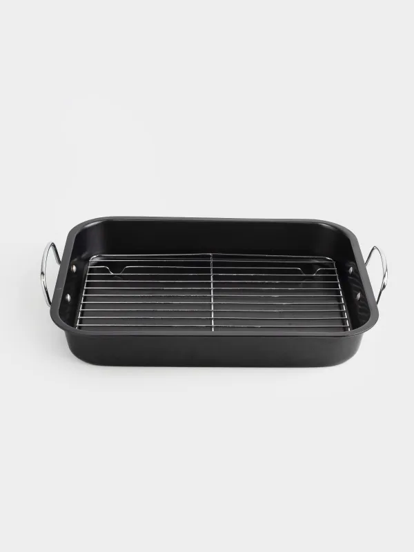 Противень для запекания, 37х29 см, с ручками и решеткой, BBQ, image-2