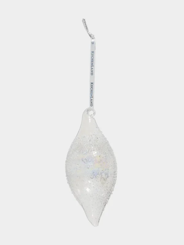 Игрушка елочная, 14 см, стекло, перламутр, Завиток с изморозью, Ball sparkle, image-1