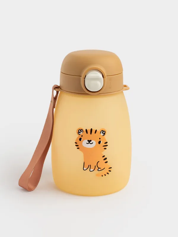 Бутылка-поильник, 460 мл, с ремешком, Тигр, Kiddy, image-0
