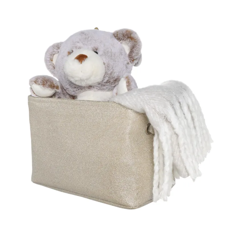 Корзина для хранения, 30x20x20 см, с ручками, полиэстер, прямоугольная, золотистая, Ideally, image-2