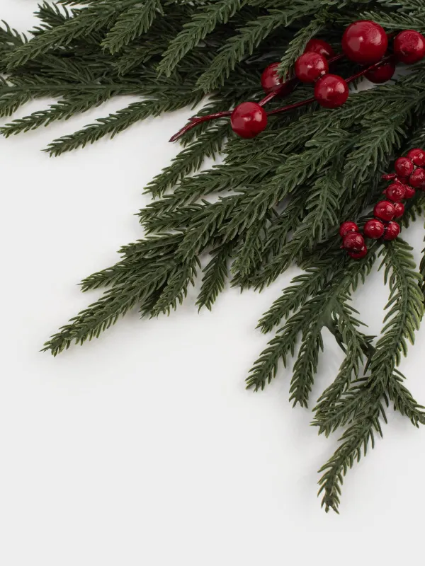 Композиция новогодняя, 55 см, пенопласт, Ель с красными ягодами, Red berry, image-6