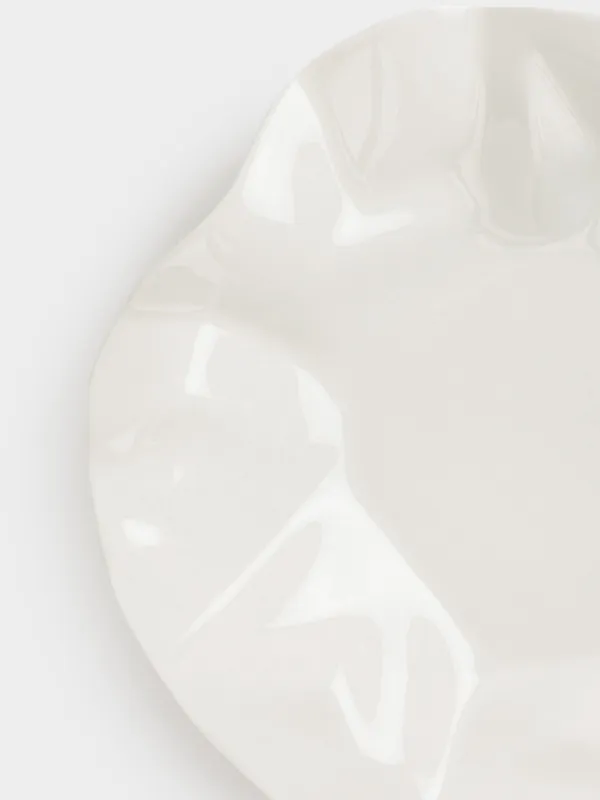 Тарелка обеденная, 25 см, фарфор N, молочная, Мятый эффект, Crumple, image-2