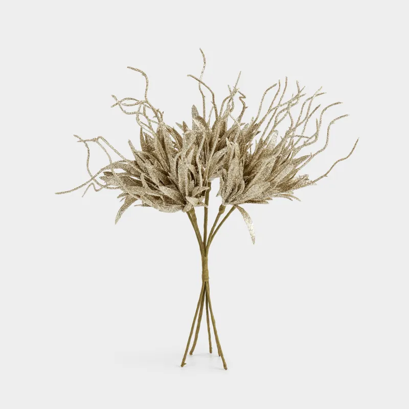 Ветка декоративная, 30 см, пластик/бумага, шампань, Цветы, Sparkle decor