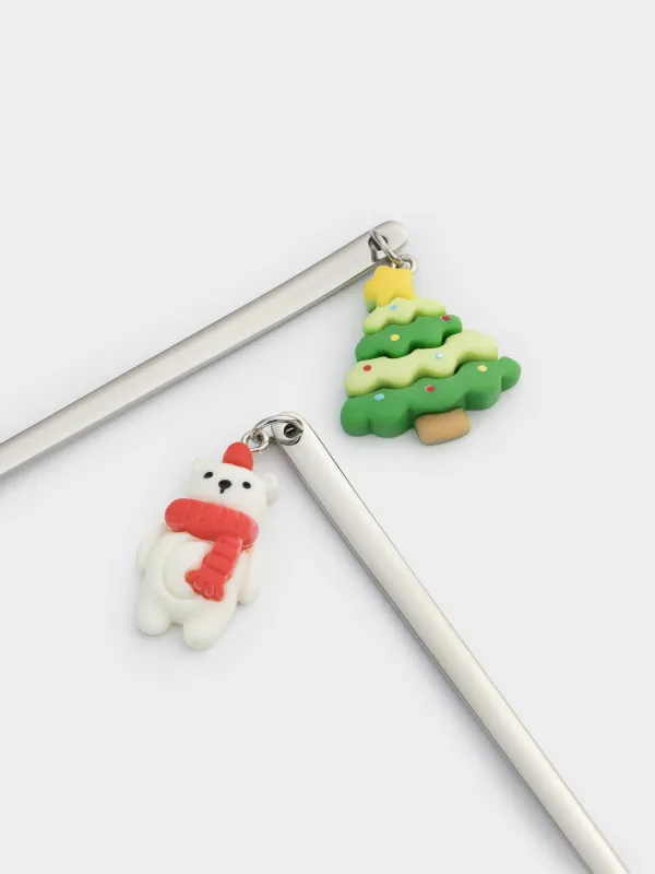 Ложка десертная, 14 см, 2 шт, сталь/пластик, Медвежонок/Елка, Funny friends, image-2