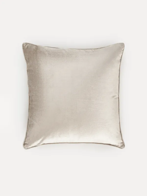 Подушка декоративная, 50х50 см, вельвет/бисер, бежевая, Рыбки, Goldfish, image-1