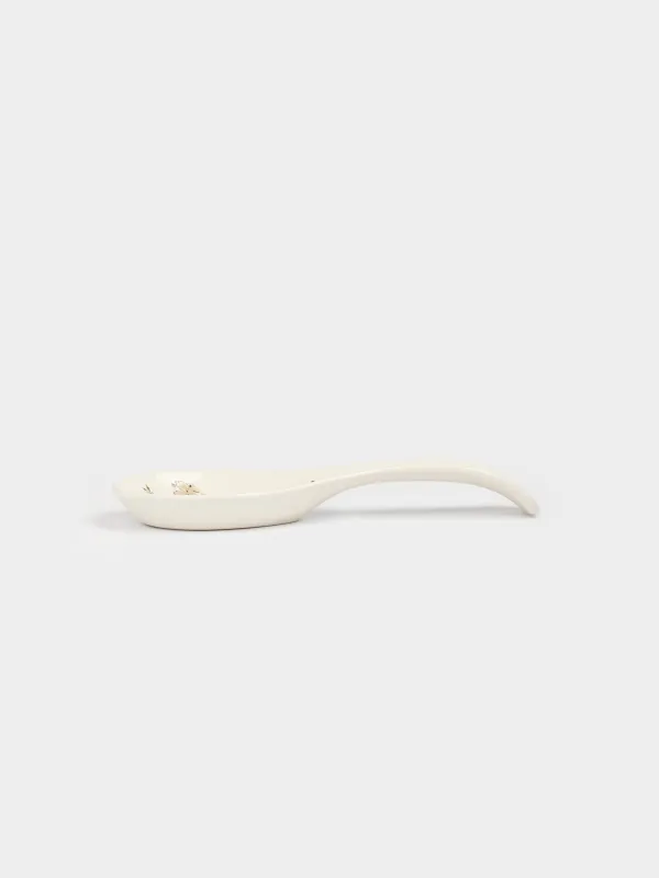 Подставка под ложку, 25 см, керамика, молочная, Цветы, Florin, image-3