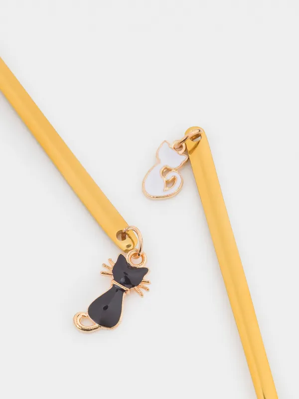 Ложка десертная, 14 см, 2 шт, сталь, золотистая, Коты, Cat, image-4