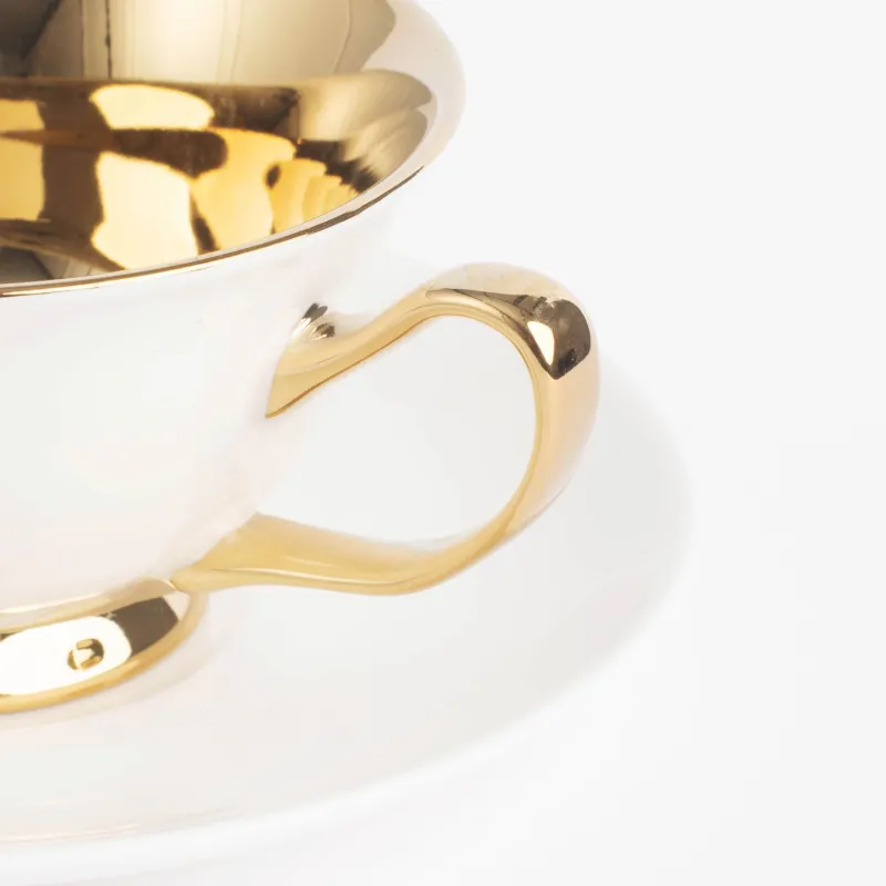 Пара чайная, 1 перс, 2 пр, 220 мл, фарфор N, золотисто-молочная, Elegant gold, image-1