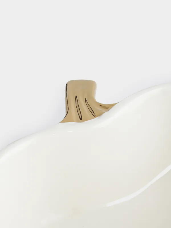 Пиала, 15х5 см, керамика, молочно-золотистая, Тыква, Golden glow, image-3