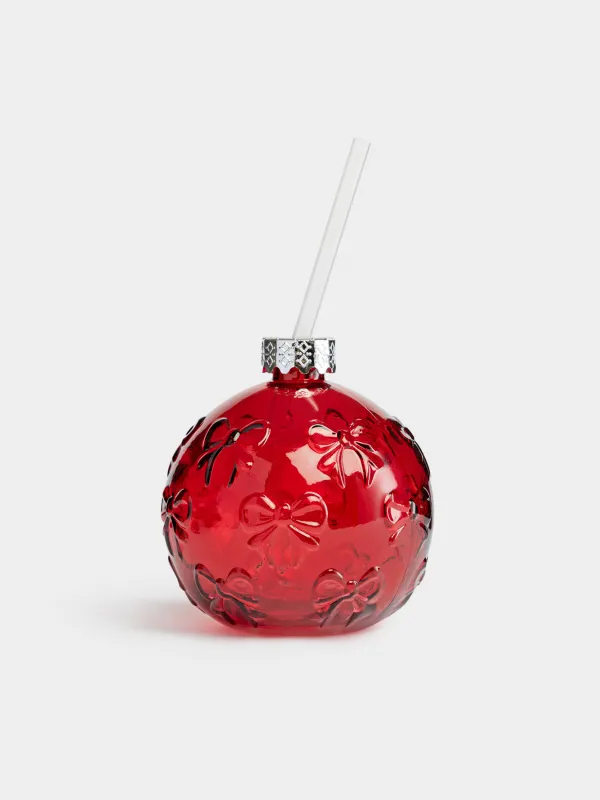 Банка для напитков, 580 мл, с трубочкой, Шар, Christmas drink, image-1