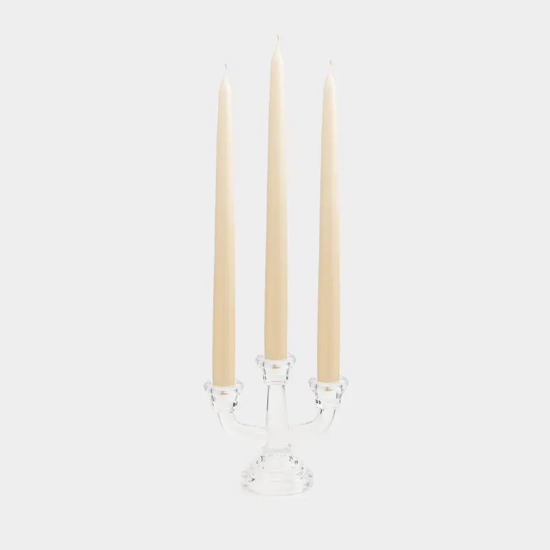 Подсвечник, 13 см, 3 тонкие свечи, на ножке, стекло, Clear, image-4