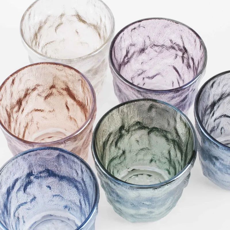 Стакан, 9 см, 300 мл, 6 шт, стекло Р, цветной микс, Мятый эффект, Crumple color, image-3