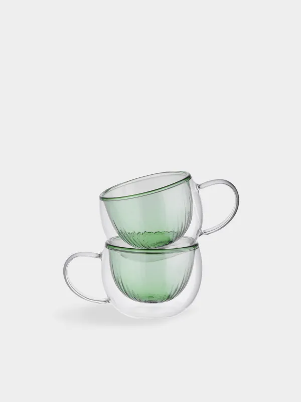 Кружка, 300 мл, 2 шт, стекло Б, зеленая, Air color, image-0