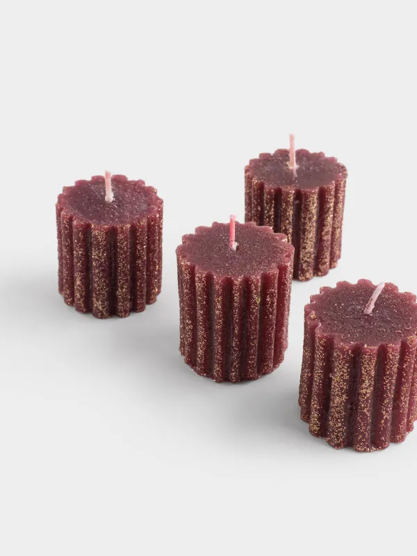 Свеча, 4x4 см, 4 шт, цилиндрическая, Ribbed candle, image-2