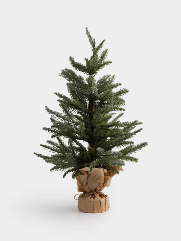 Ель искусственная, 60 см, с подсветкой, в крафте, ПВХ, Ель с блестками, Conifer silver, image-0