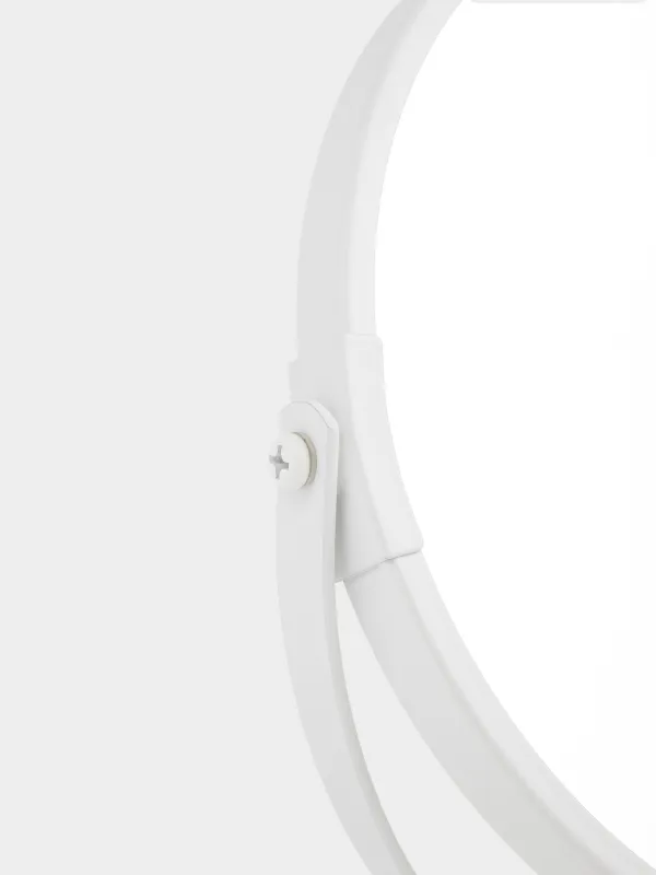 Зеркало настольное, 19х18/15 см, двустороннее, металл, круглое, белое, Vesta, image-1