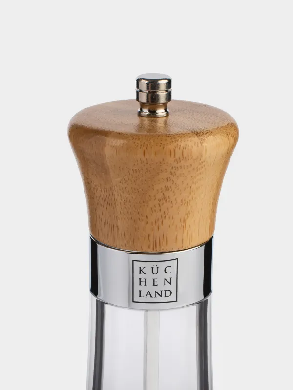 Мельница для специй, 18 см, механическая, бамбук/акрил, Seasoning W, image-2