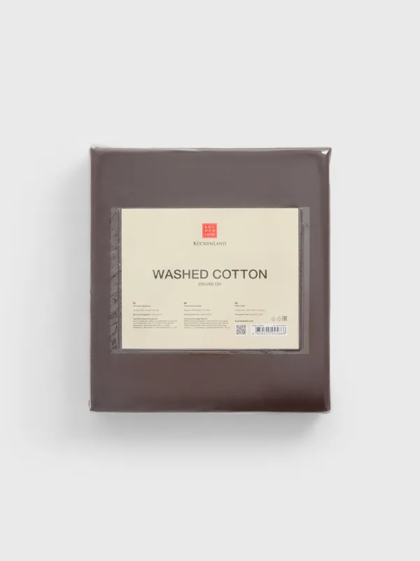 Простыня, коричневая, Washed cotton, image-4