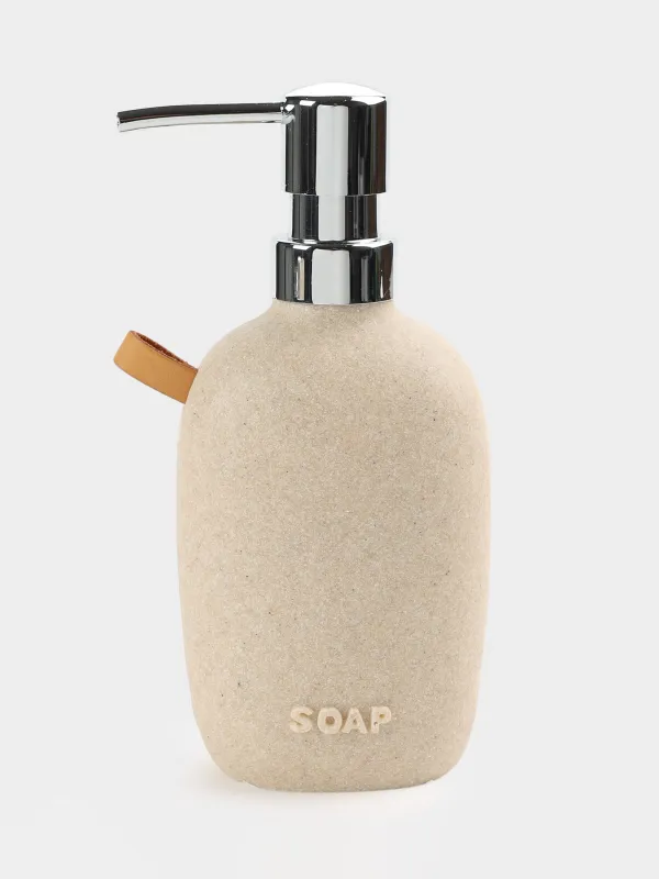 Диспенсер для жидкого мыла, 190 мл, полирезин/пластик, бежевый, в крапинку, Dune, image-0