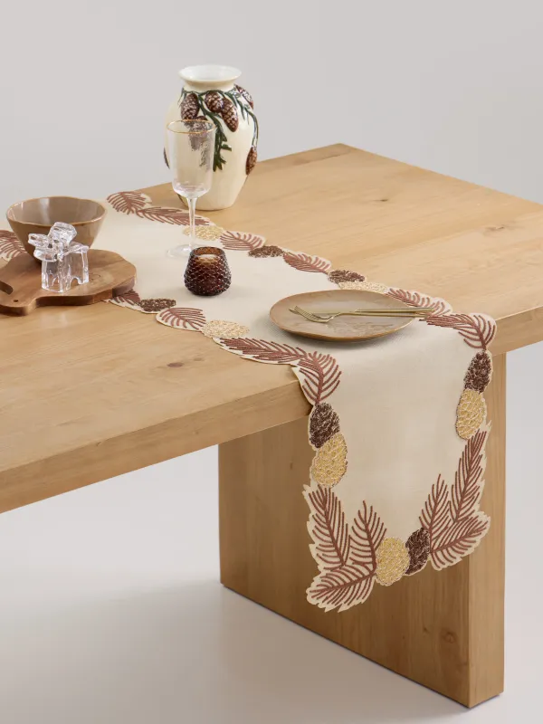 Дорожка настольная, 40х160 см, Шишки на ветках, Conifers, image-5