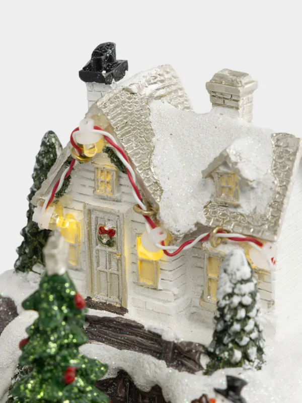Статуэтка с подсветкой, 15х16 см, анимированная, Дом, Christmas style, image-3