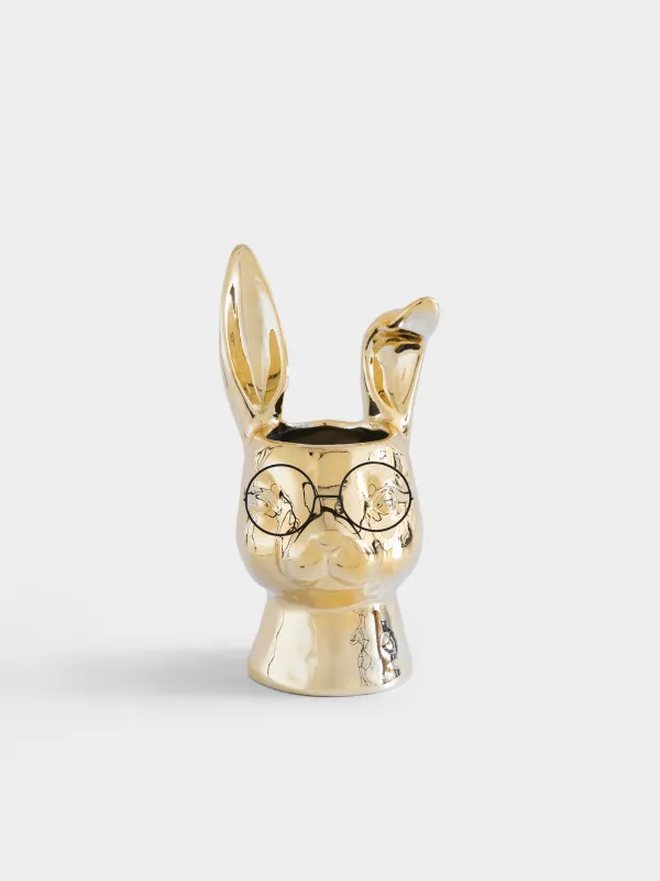 Ваза для цветов, 30 см, декоративная, Кролик в очках, Rabbit gold, image-0